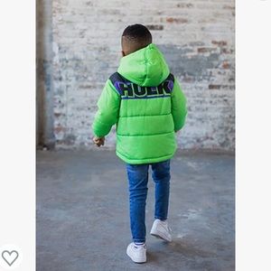 Marvel Hulk kids winter coat puffer hooded jacket size 5/6 5T